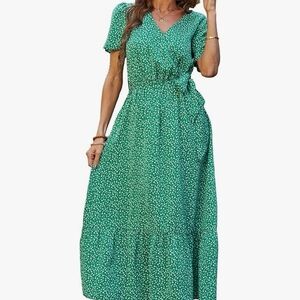 Chic Green Floral Maxi Dress